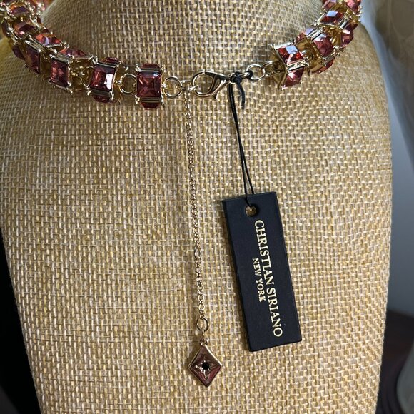 Christian Siriano Mauve Crystal Statement Necklace NWT - Picture 6 of 7